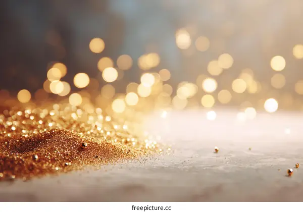Golden Glitter Background with Soft Bokeh Lights