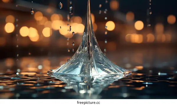 Water drop splash with a black background