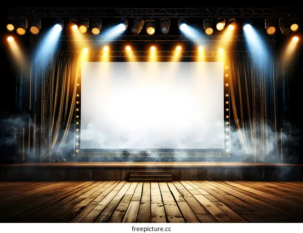 Empty Stage with Lights and Smoke