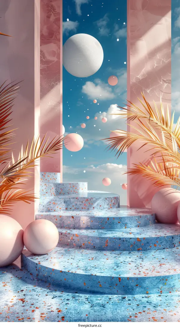 Pastel Dreamy Stairway to Sky