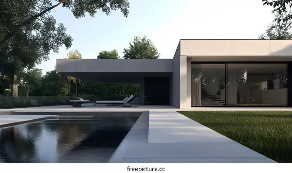 Modern Concrete House with Swimming Pool