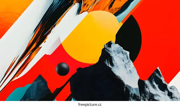 Abstract Geometric Design With Rocks and Circles