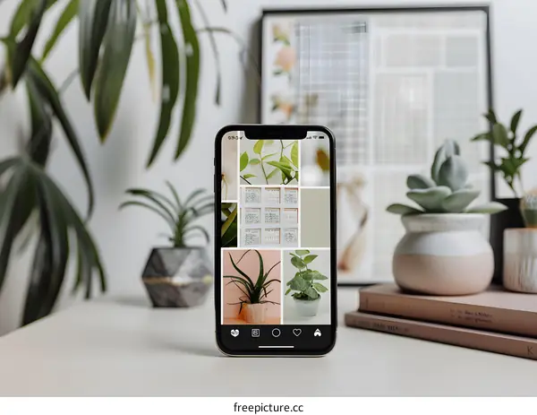 Phone Screen Showing a Grid of Photos of Plants
