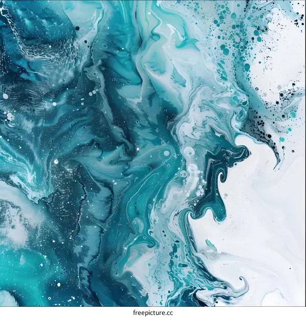 Abstract Blue Swirls Marble Texture Background