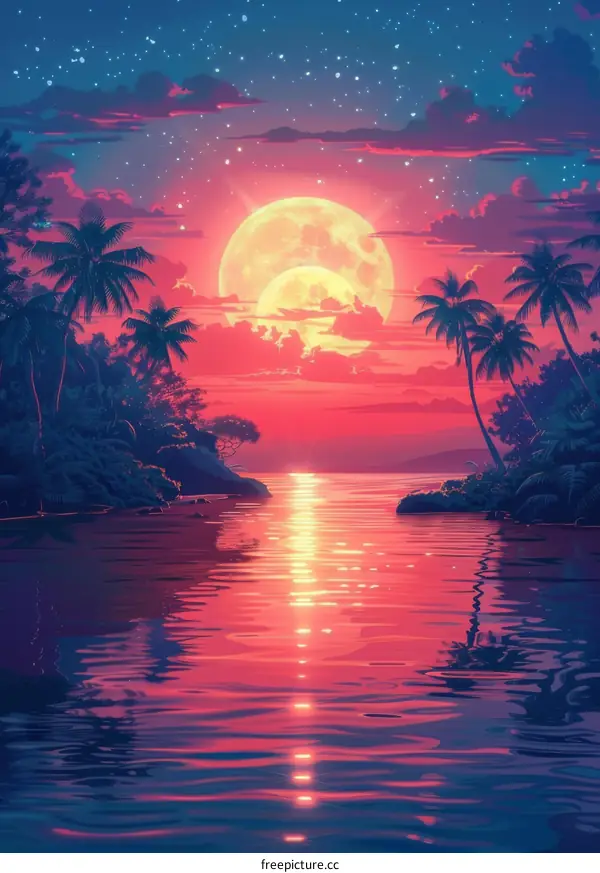 Moonrise over a Tropical Beach