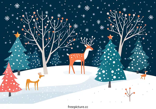 Winter Wonderland Christmas Greeting Card Illustration