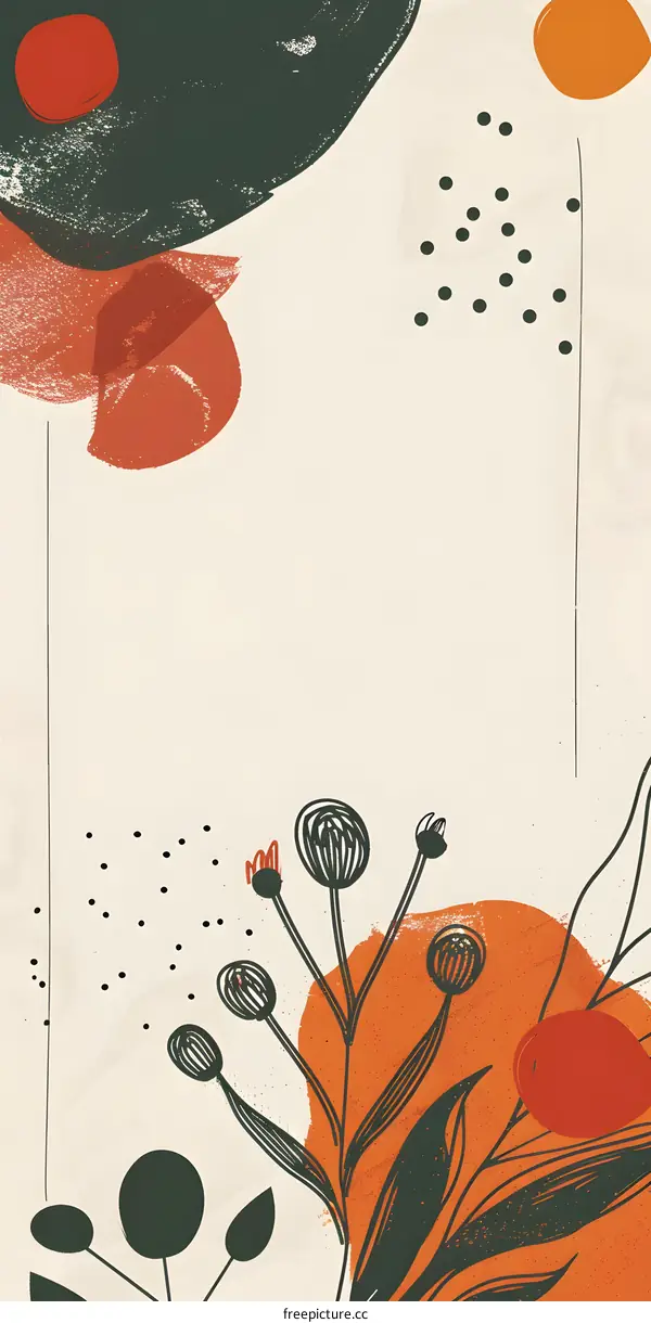 Abstract Minimalist Hand Drawn Floral Background Illustration