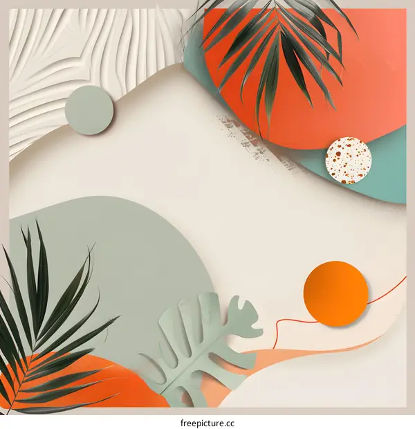 Abstract Tropical Leaves and Shapes Artwork