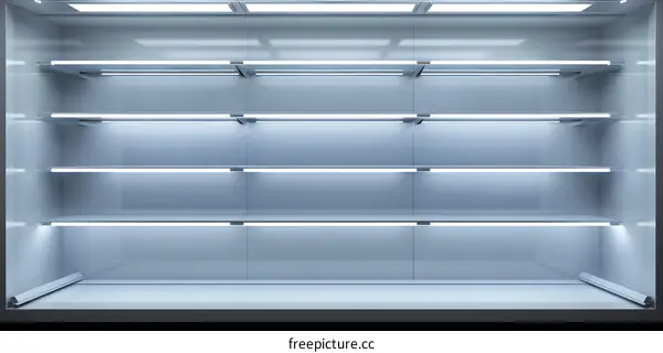 Empty Glass Shelf Display Case with LED Lights