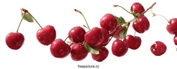 [Transparent Background PNG]Fresh Cherries with Water Drops