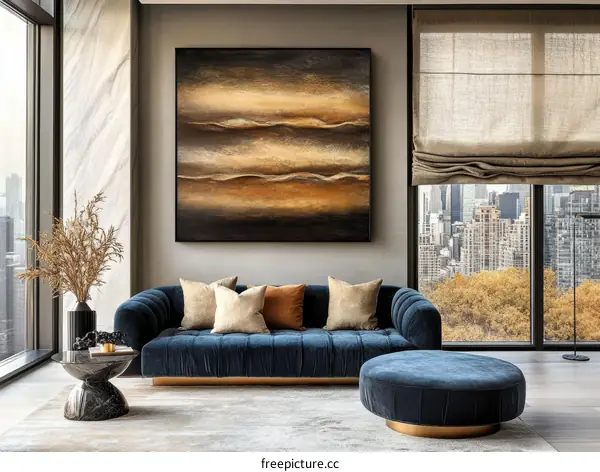 Modern Living Room Interior Design with City View