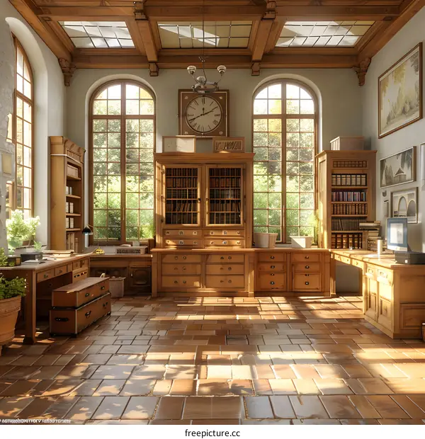 European style retro study room interior design