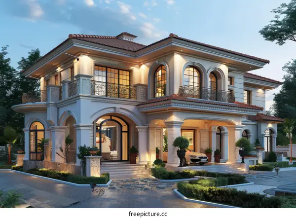 Luxury Mansion Exterior Design Illustration
