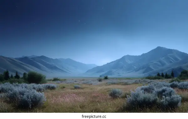 Nighttime Mountain Valley Landscape