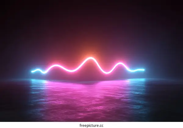Neon Light Abstract Curve Shape Design