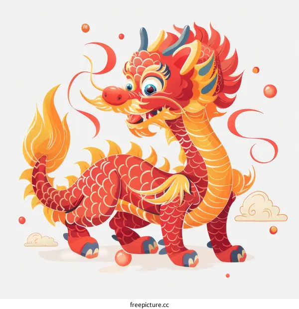 Happy Chinese Dragon Illustration on White Background