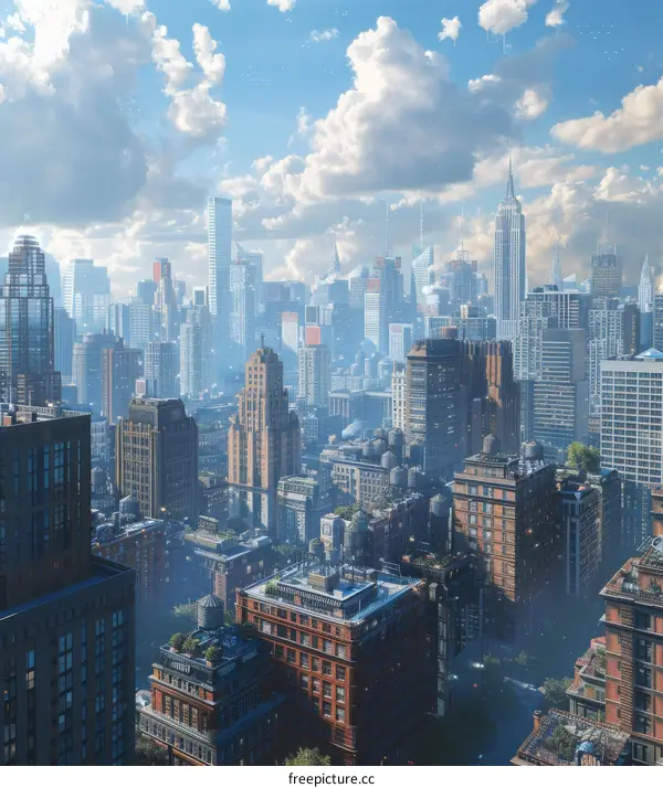 Aerial View of a Futuristic Cityscape