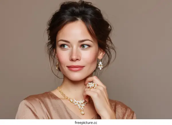 Elegant Woman Wearing Exquisite Jewelry