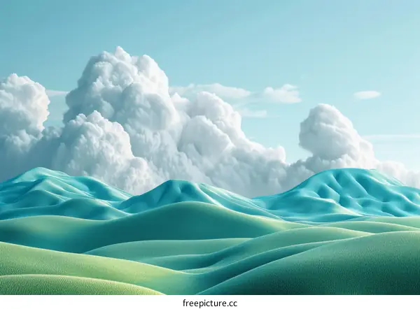 Abstract Landscape with Green Hills and Blue Sky