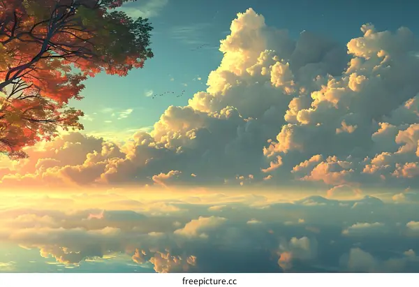 Birds Flying Over a Sea of Clouds