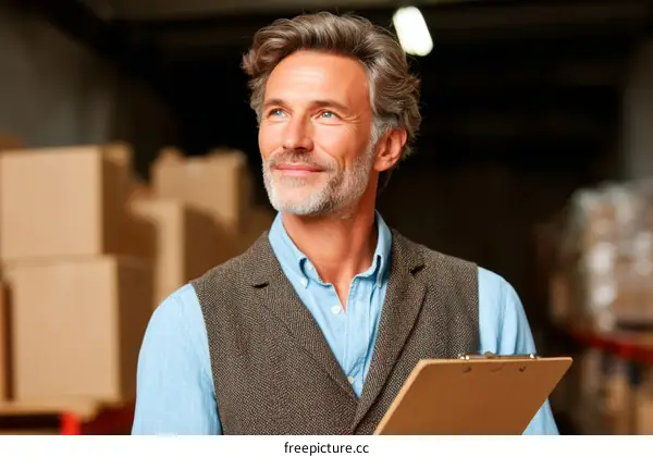 Warehouse Manager Checking Inventory