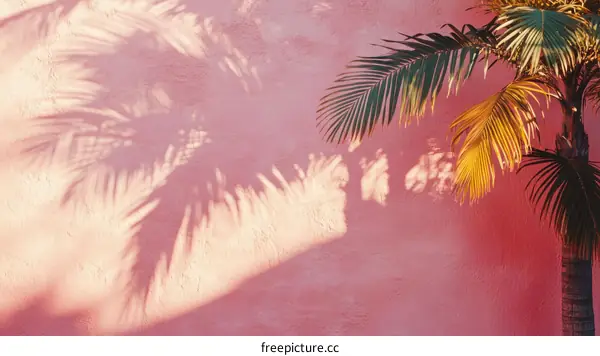 Palm Tree Shadows on a Pink Wall