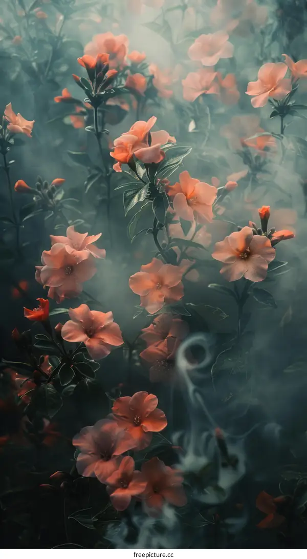 ethereal flowers in a mysterious garden