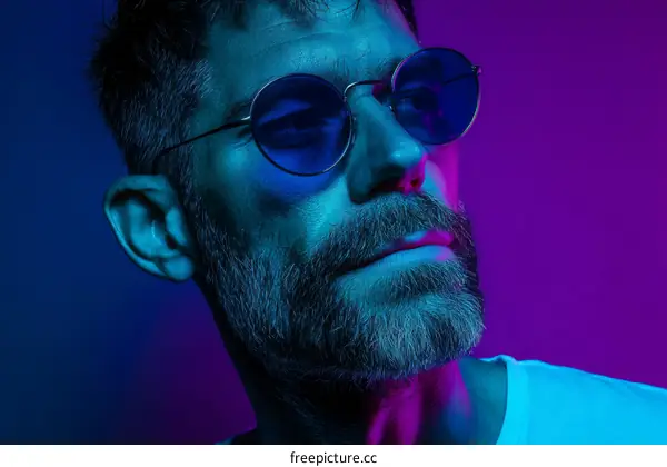 Stylish Man with Trendy Sunglasses in Vibrant Colors
