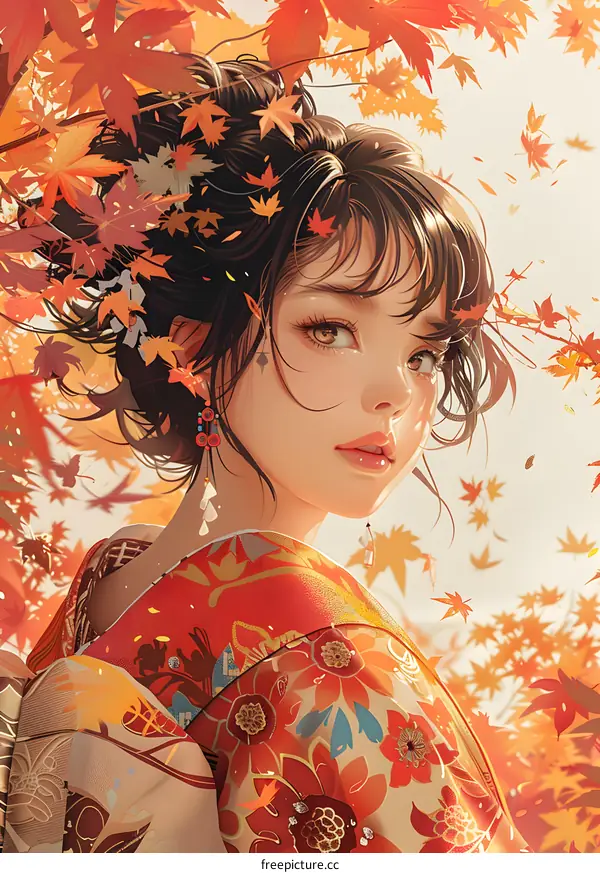 A Japanese Geisha in a Kimono