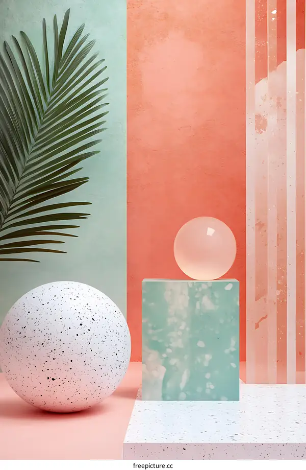 Abstract Minimalist Geometric Shapes with Palm Leaf