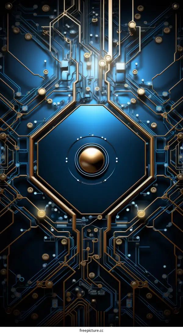 Blue and Gold Circuit Board