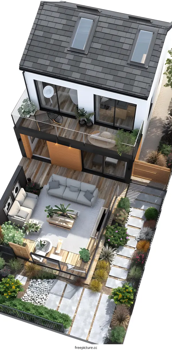 Modern House with Backyard Garden Design