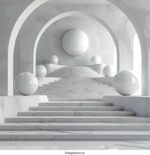 Modern Abstract White 3D Architecture Steps Illustration