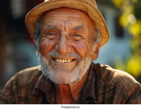 Smiling Senior Man Portrait in Outdoor Setting