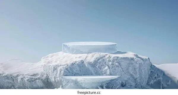 Snowy ice podium on white background
