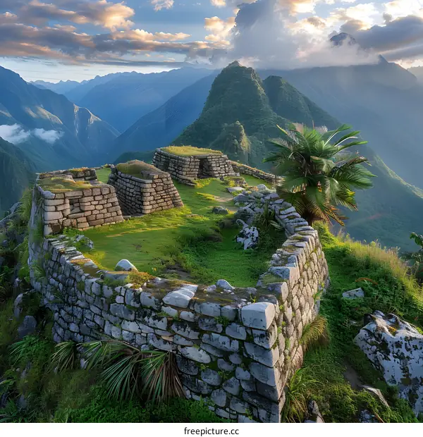 Ancient Stone Structures on a Mountaintop in Peru