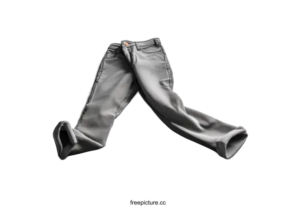 [Transparent Background PNG]Gray Jeans Folded on White Background