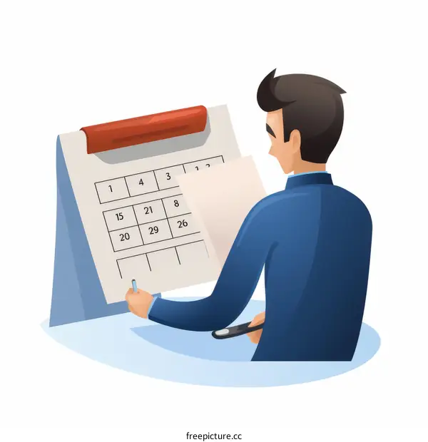 Businessman Planning Work Schedule And Strategy With Calendar