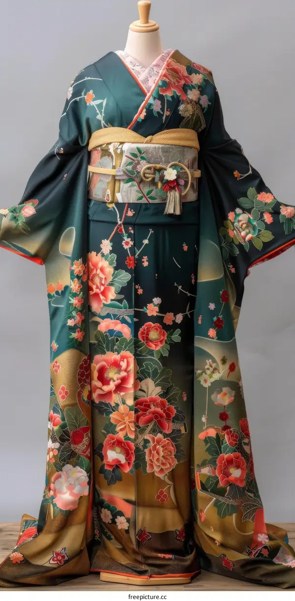 A kimono with a floral pattern