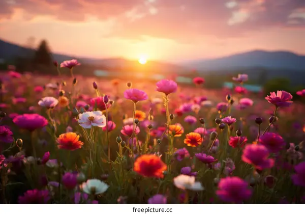 Sunset Cosmos Field