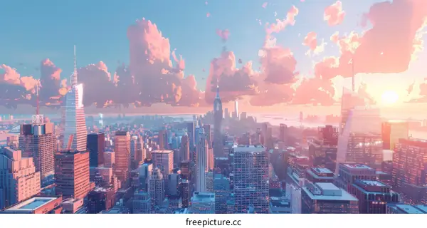 Pastel New York City Skyline Illustration