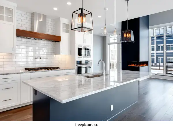 Modern Elegant Kitchen with Granite Island