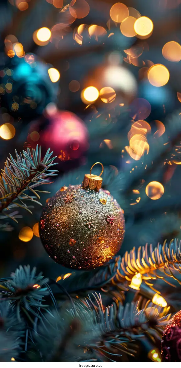 Christmas tree with ornaments and lights