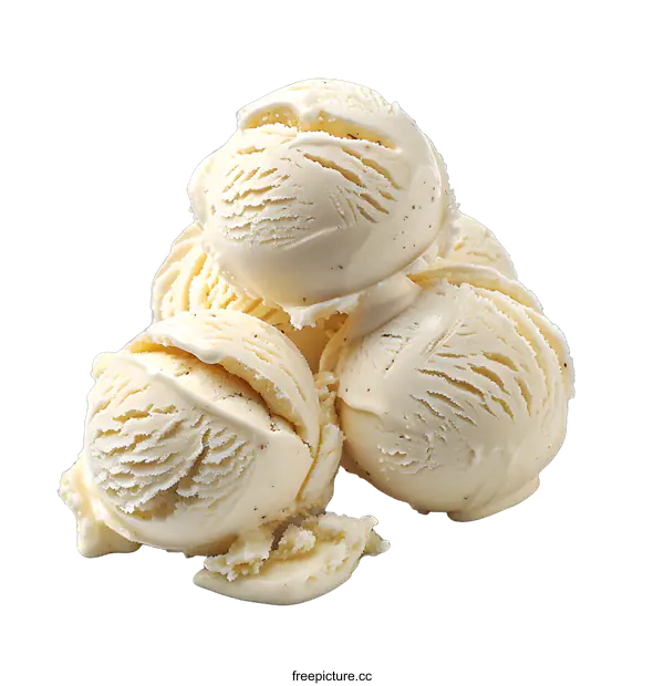 [Transparent Background PNG]Four Vanilla Ice Cream Scoops