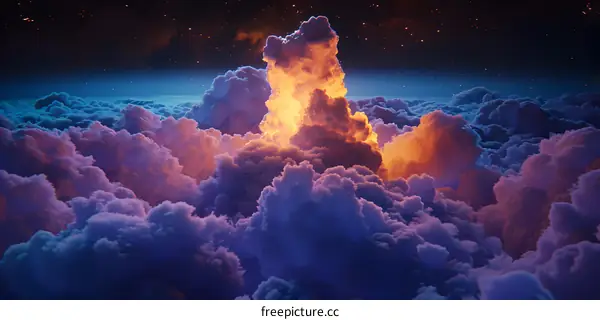 Golden Light Over Clouds Abstract Art