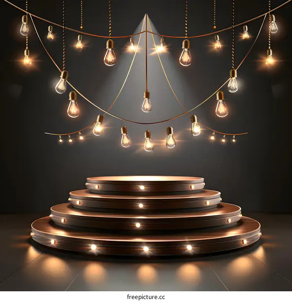 Wooden Platform with Hanging Lights