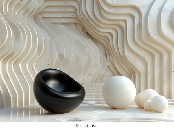 Abstract Modern Design Interior Scene with Geometric Forms