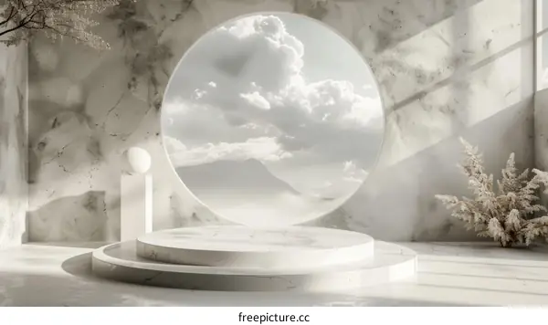 Elegant White Marble Podium Display Interior