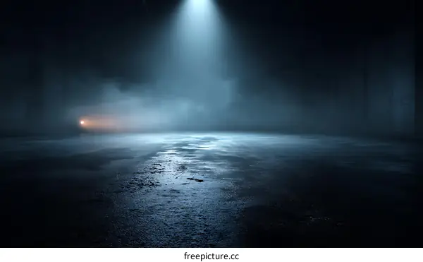 Moody Dark Empty Concrete Studio Spotlight