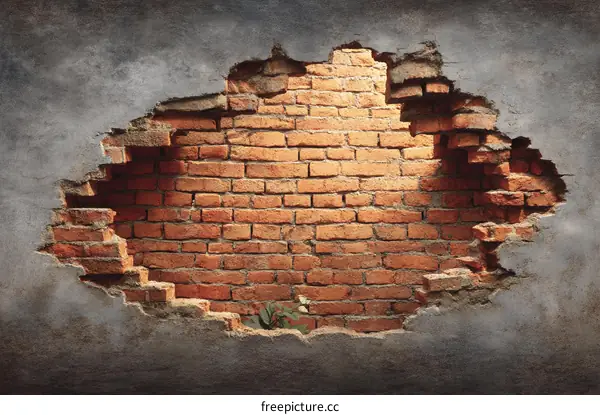 A Grunge Brick Wall with a Hole